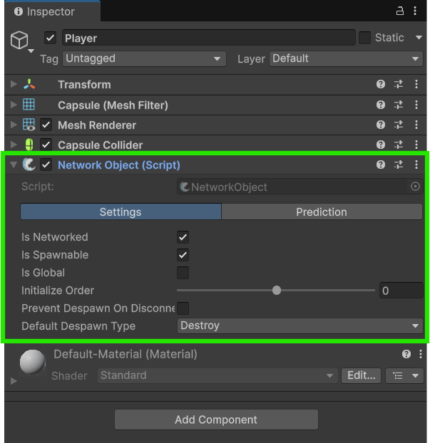 NetworkObject component added to capsule