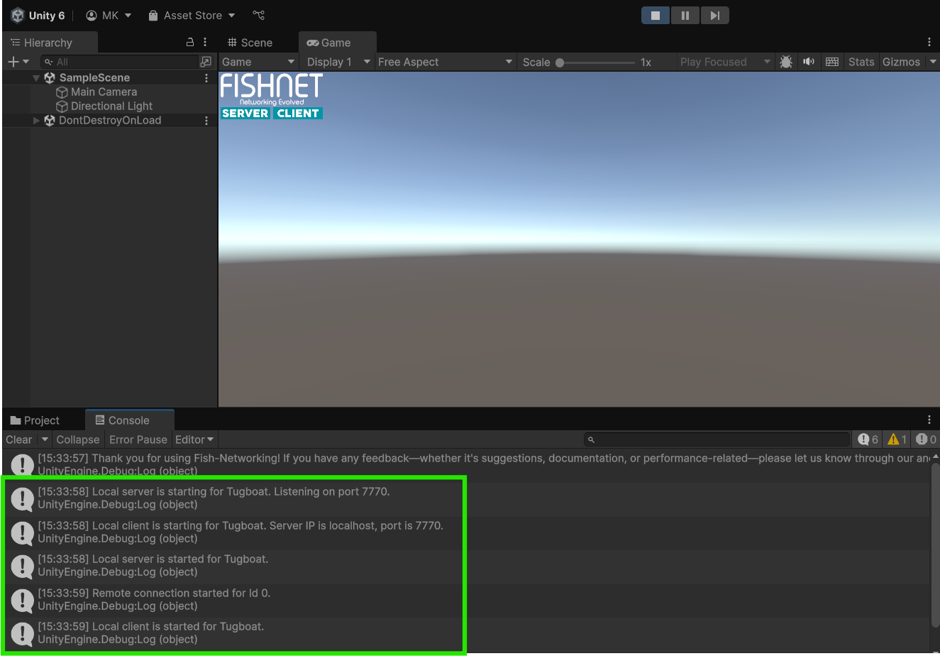 Successful connection logs